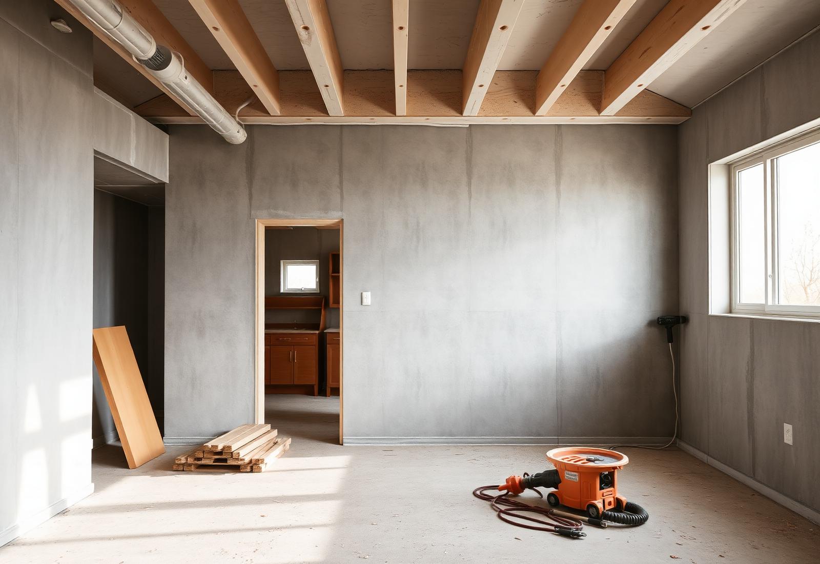 Sanierungsbaustelle im Innenausbau – Trockenbau, Boden, Elektrik